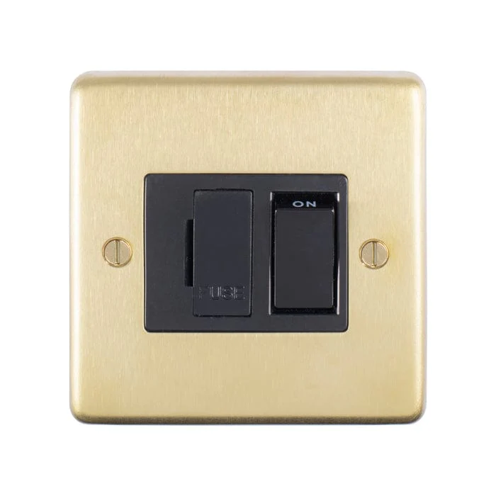 Stainless steel Switched Fuse Spur - Satin Brass