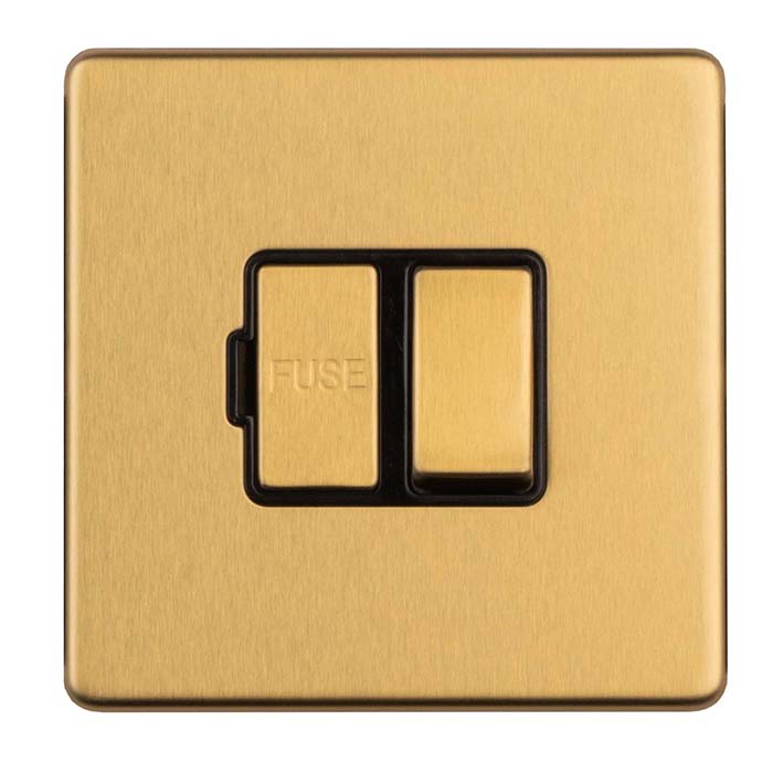 Stainless steel Switched Fuse Spur - Satin Brass - Image 4
