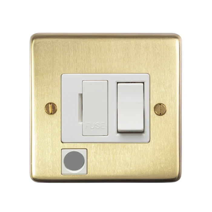 Stainless steel Switched Fuse Spur - Satin Brass - Image 2