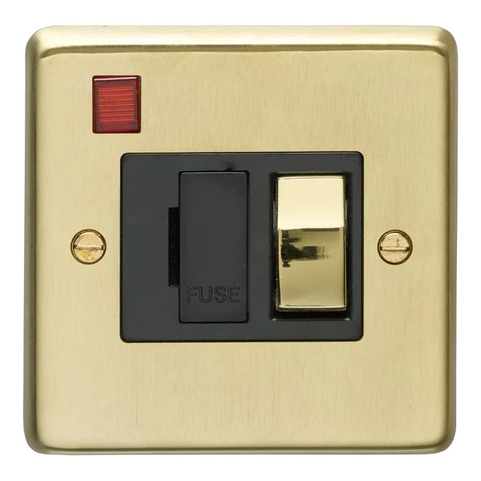 Stainless steel Switched Fuse Spur - Satin Brass - Image 2