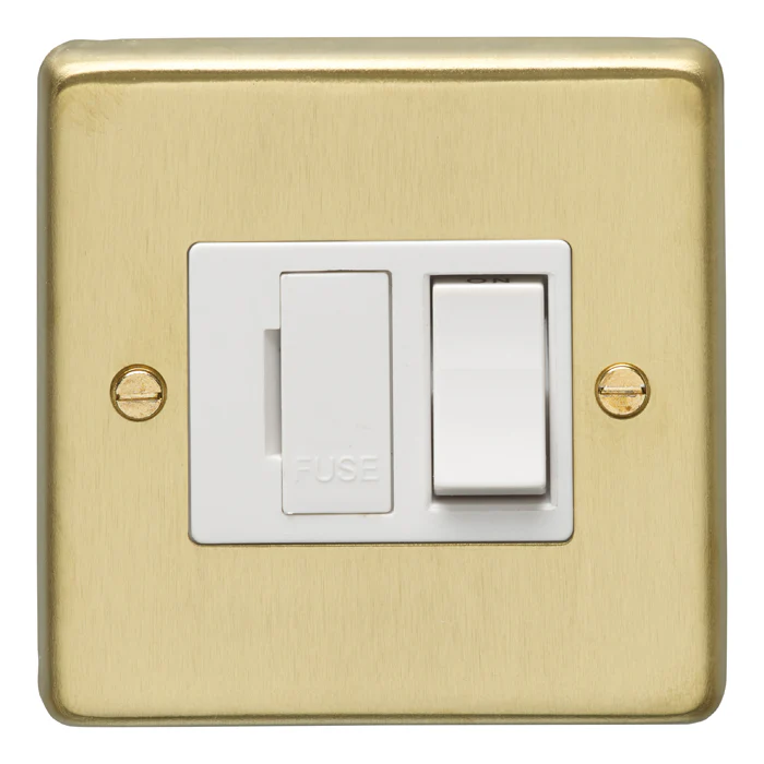 Stainless steel Switched Fuse Spur - Satin Brass - Image 2
