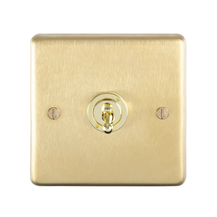 Stainless steel 1 Gang Toggle Switch - Satin Brass - Image 2