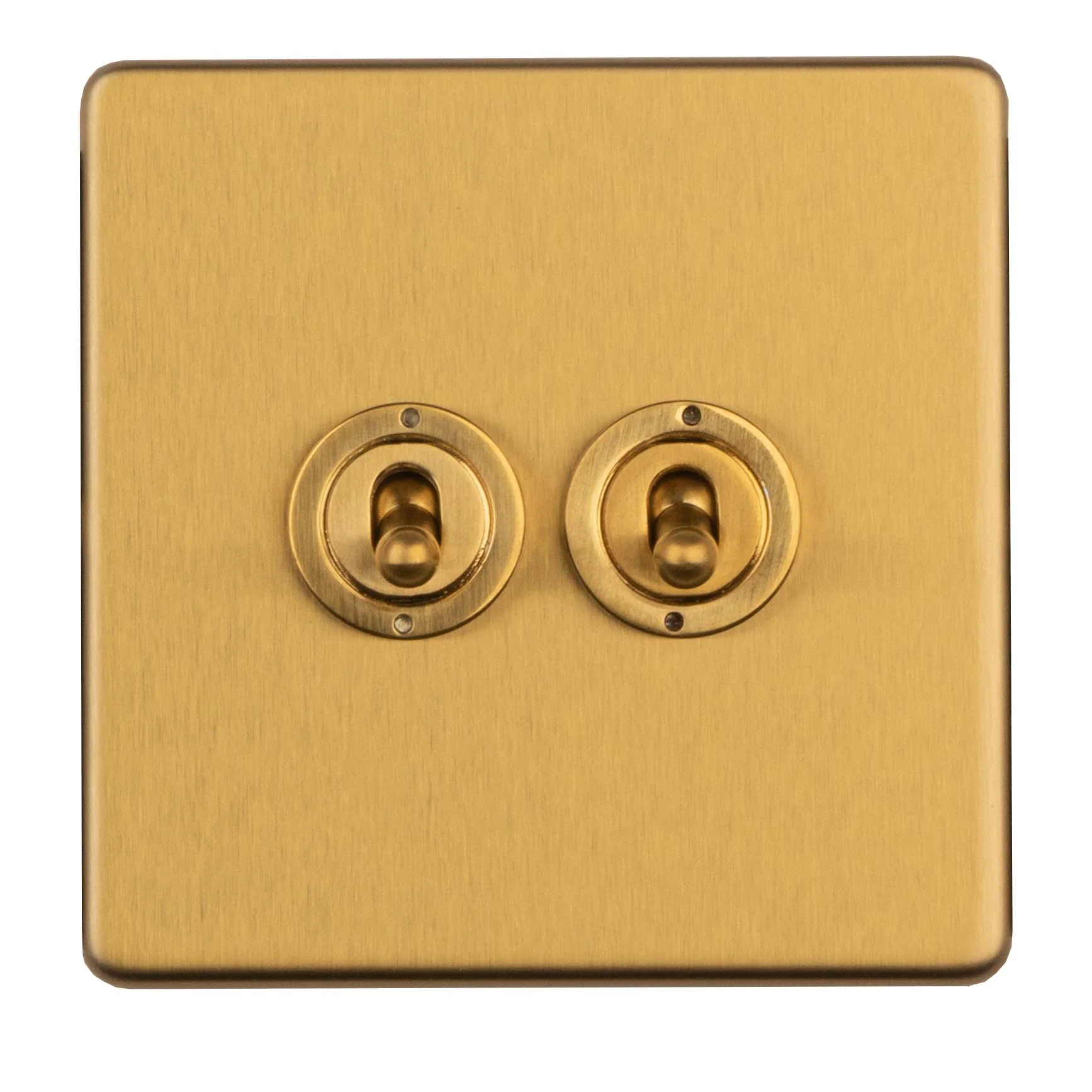 Stainless steel 2 Gang Toggle Switch - Satin Brass - Image 3
