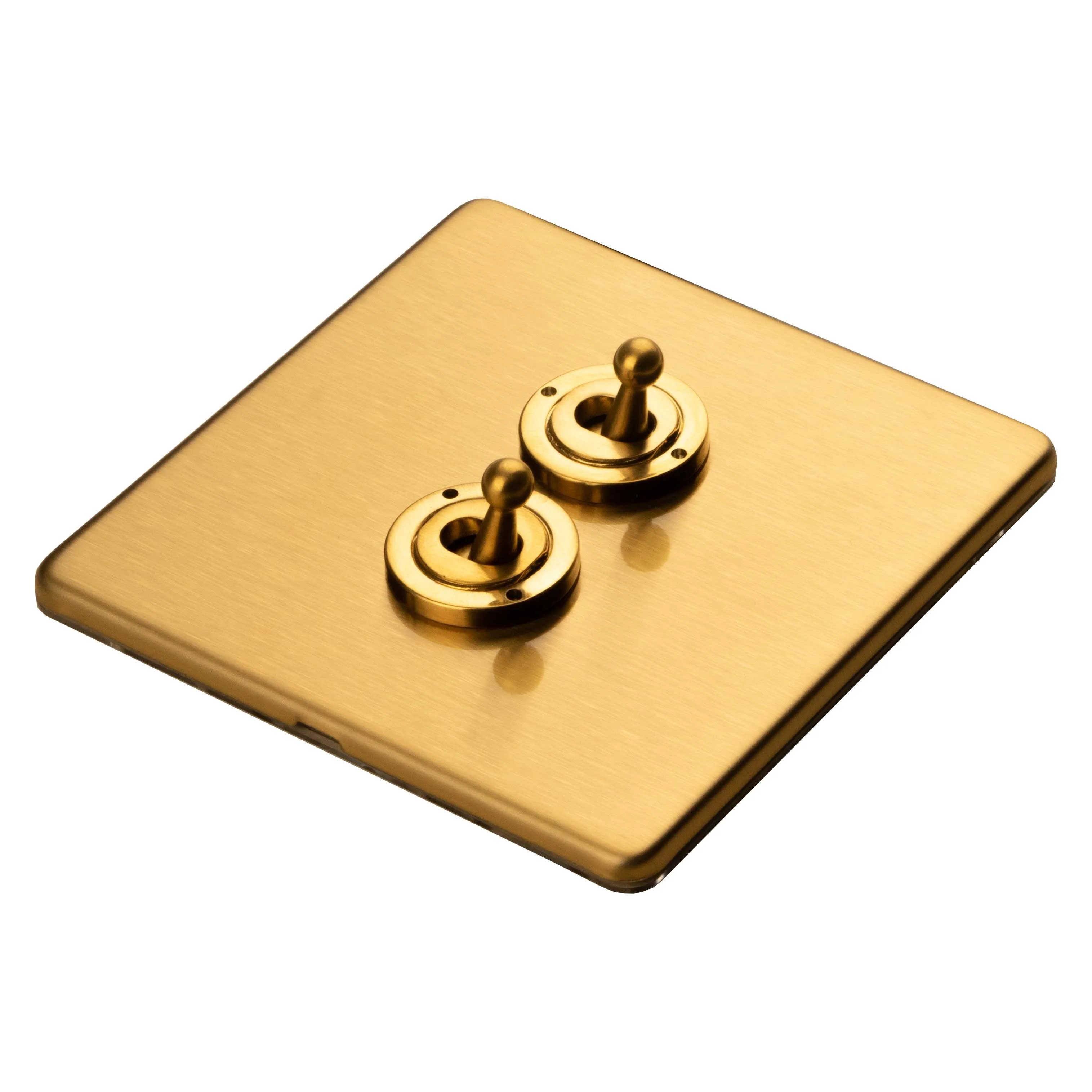 Stainless steel 2 Gang Toggle Switch - Satin Brass - Image 7