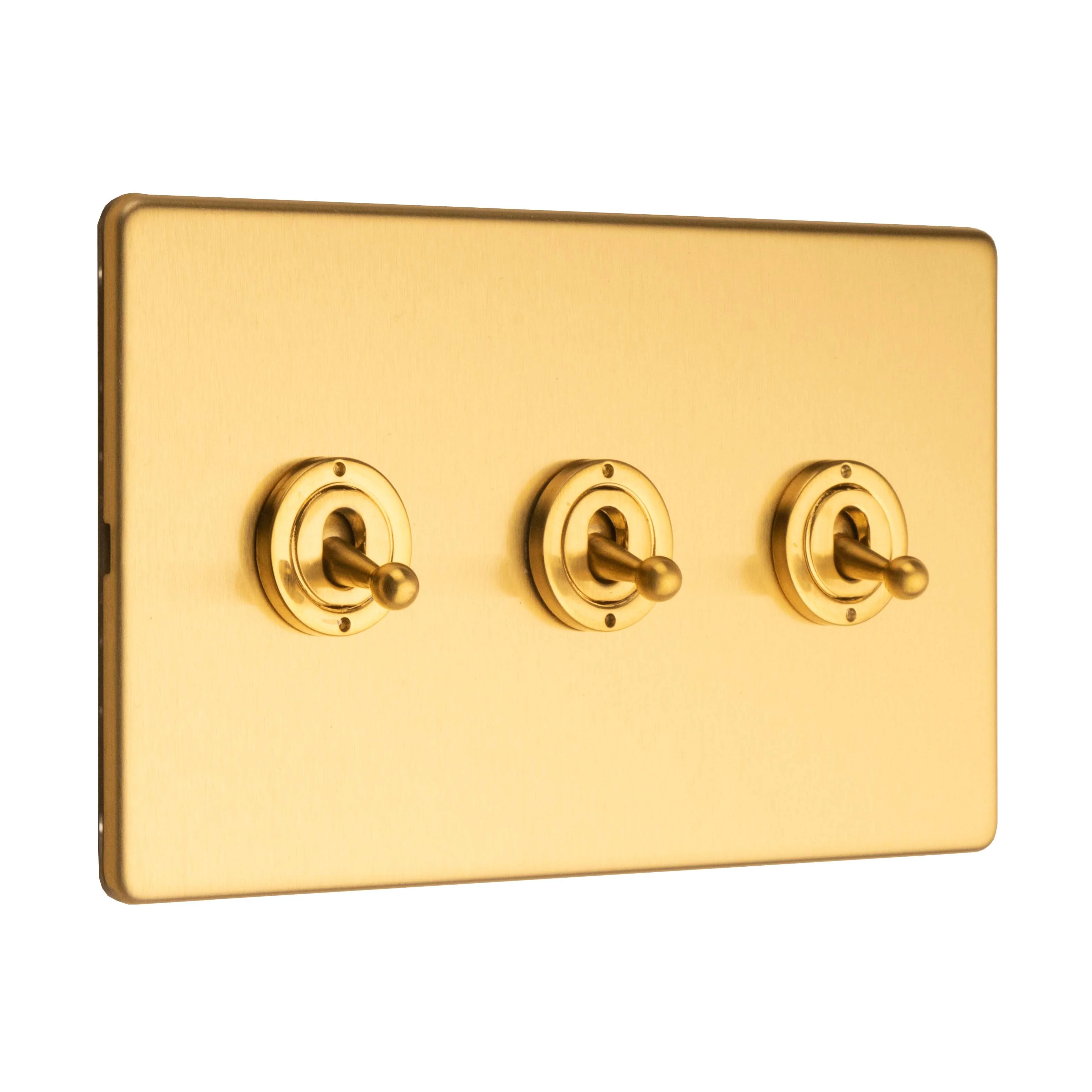 Stainless steel 3 Gang Toggle Switch - Satin Brass - Image 4