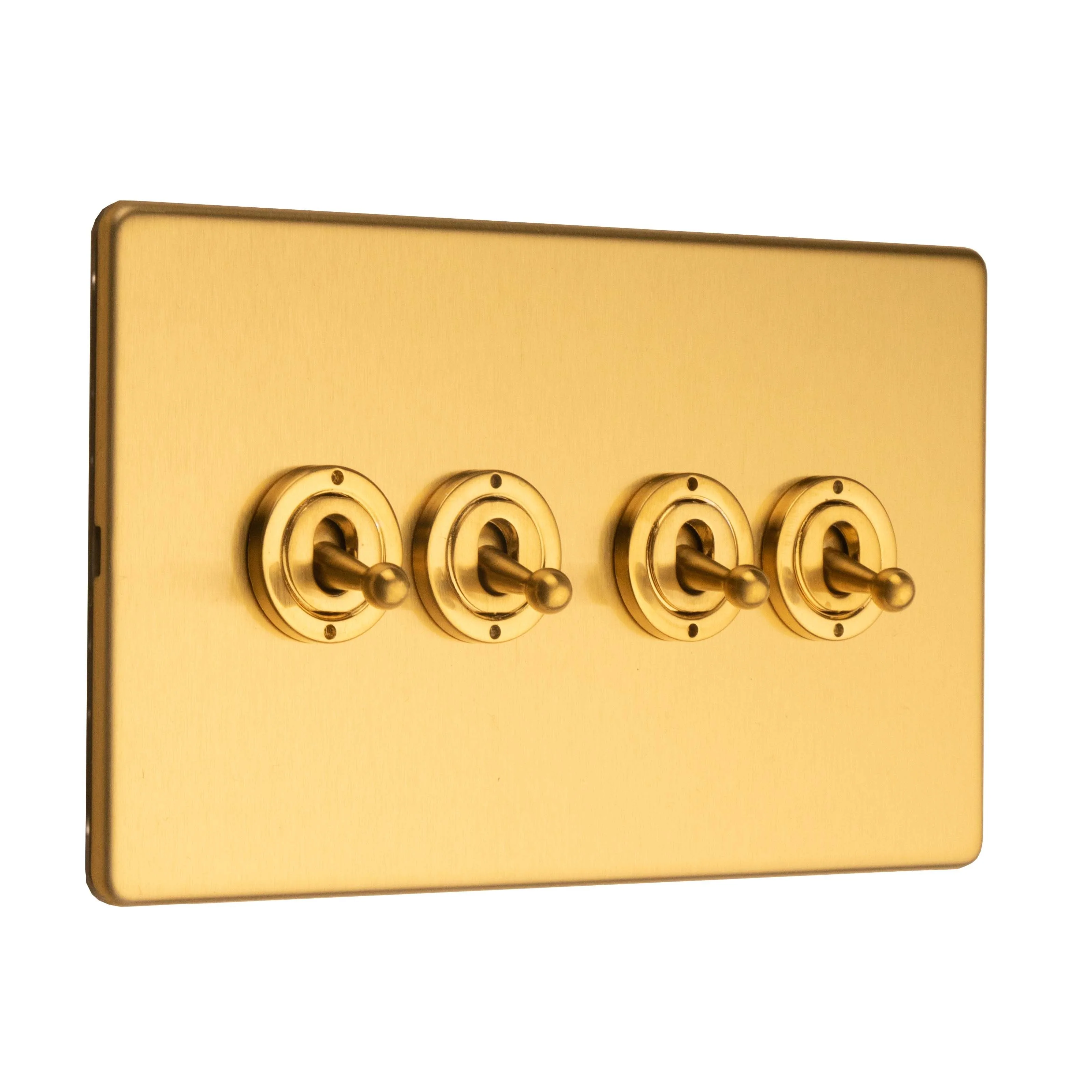 Stainless steel 4 Gang Toggle Switch - Satin Brass - Image 3