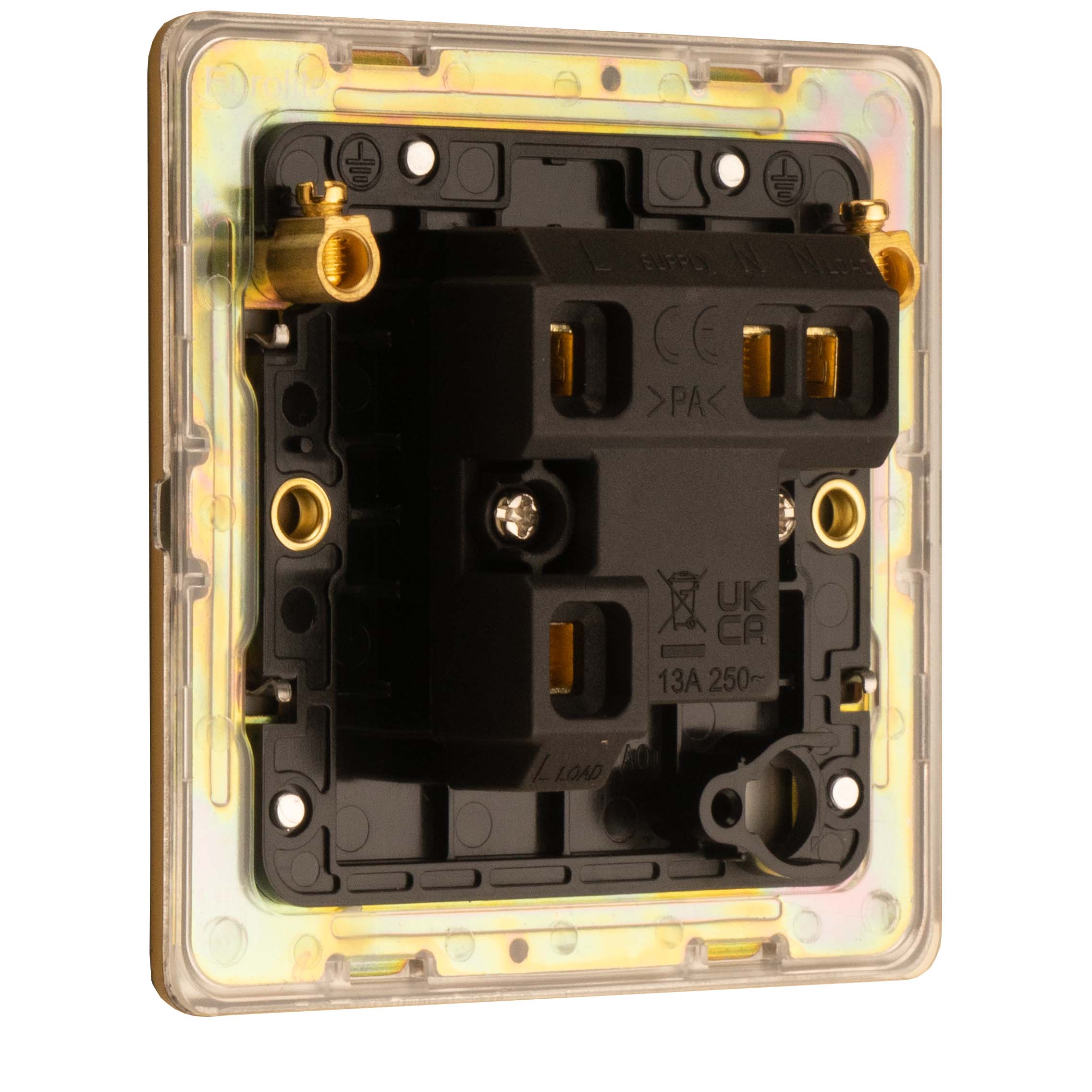 Stainless steel Unswitched Fuse Spur - Satin Brass - Image 3