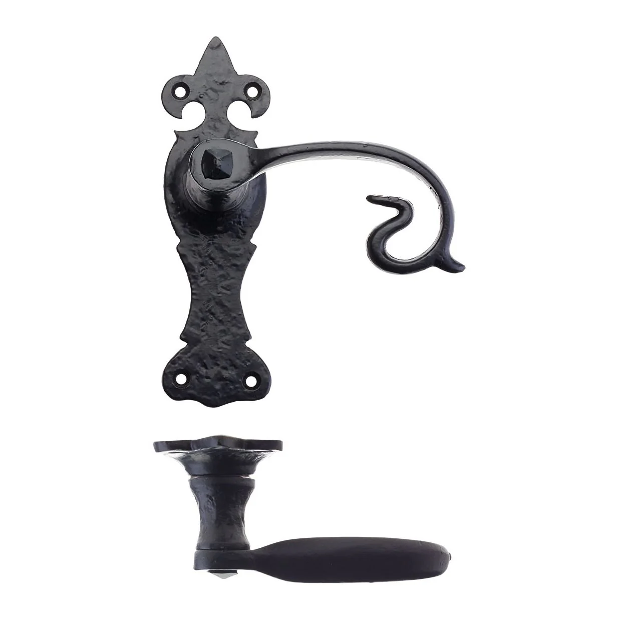 Scroll Lever on Fleur De Lys Backplate – 6" - Image 2