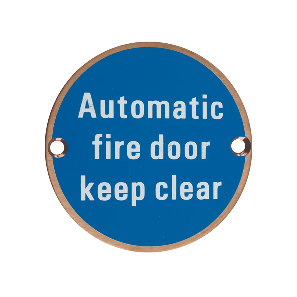 Signage - Automatic Fire Door Keep Clear - 76mm dia - Image 10