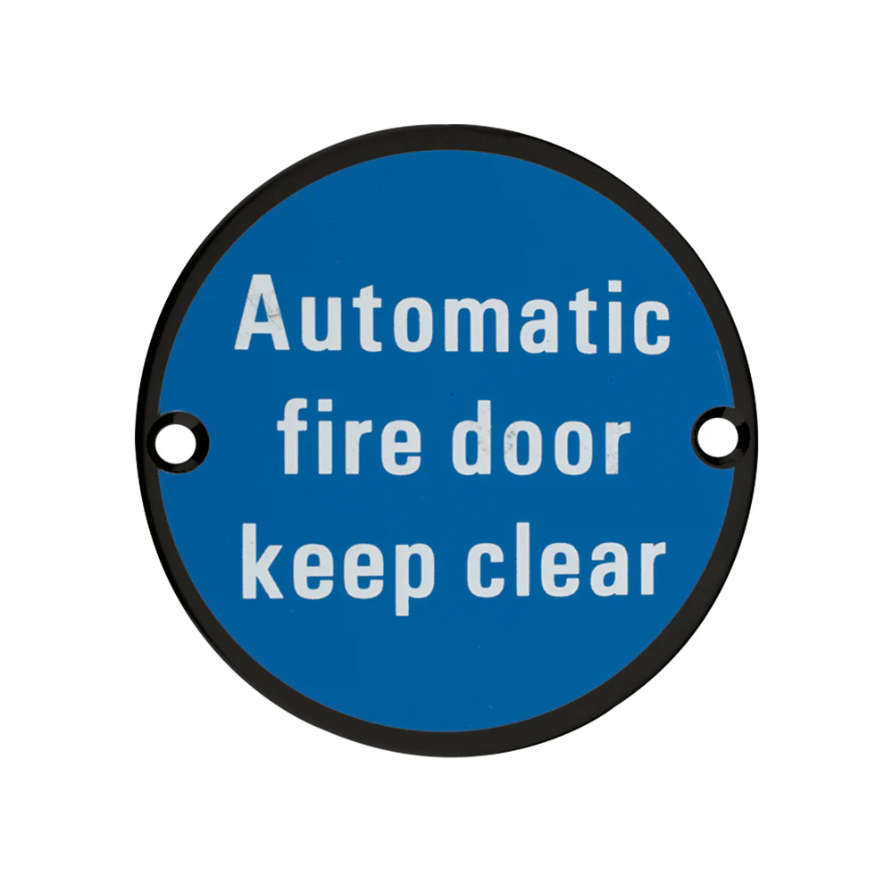 Signage - Automatic Fire Door Keep Clear - 76mm dia - Image 6