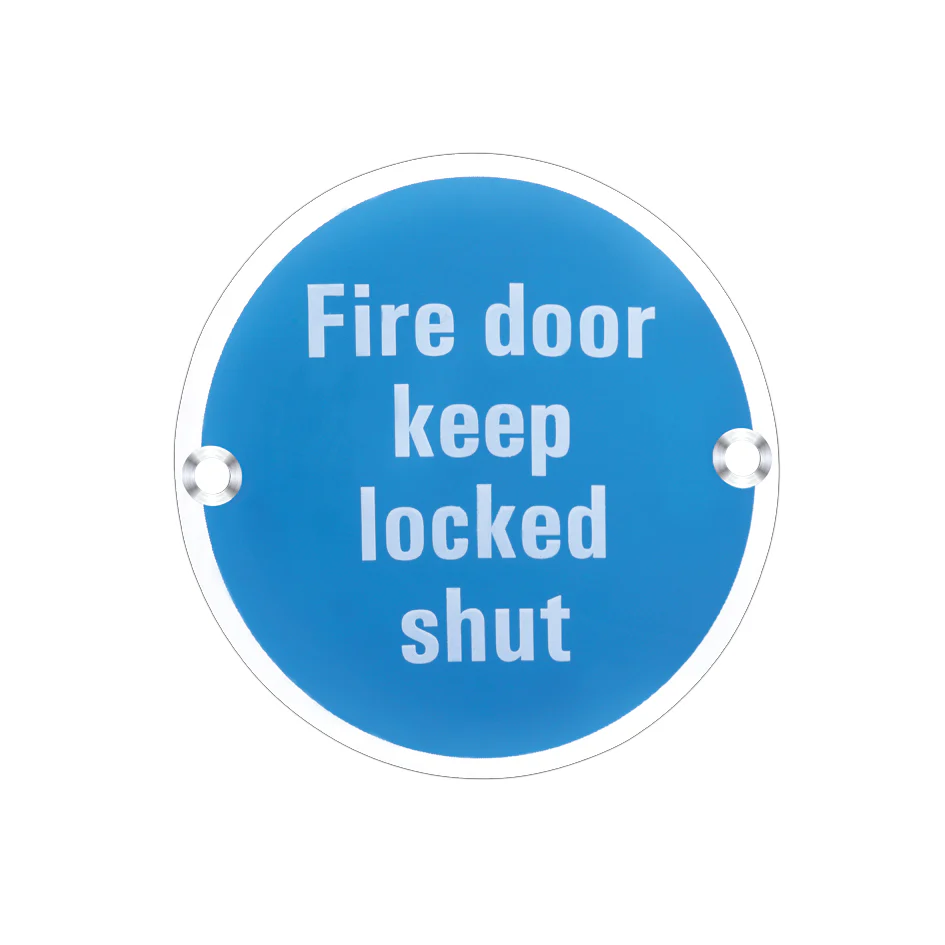 Signage - Fire Door Keep Locked Shut - 76mm dia - Image 2