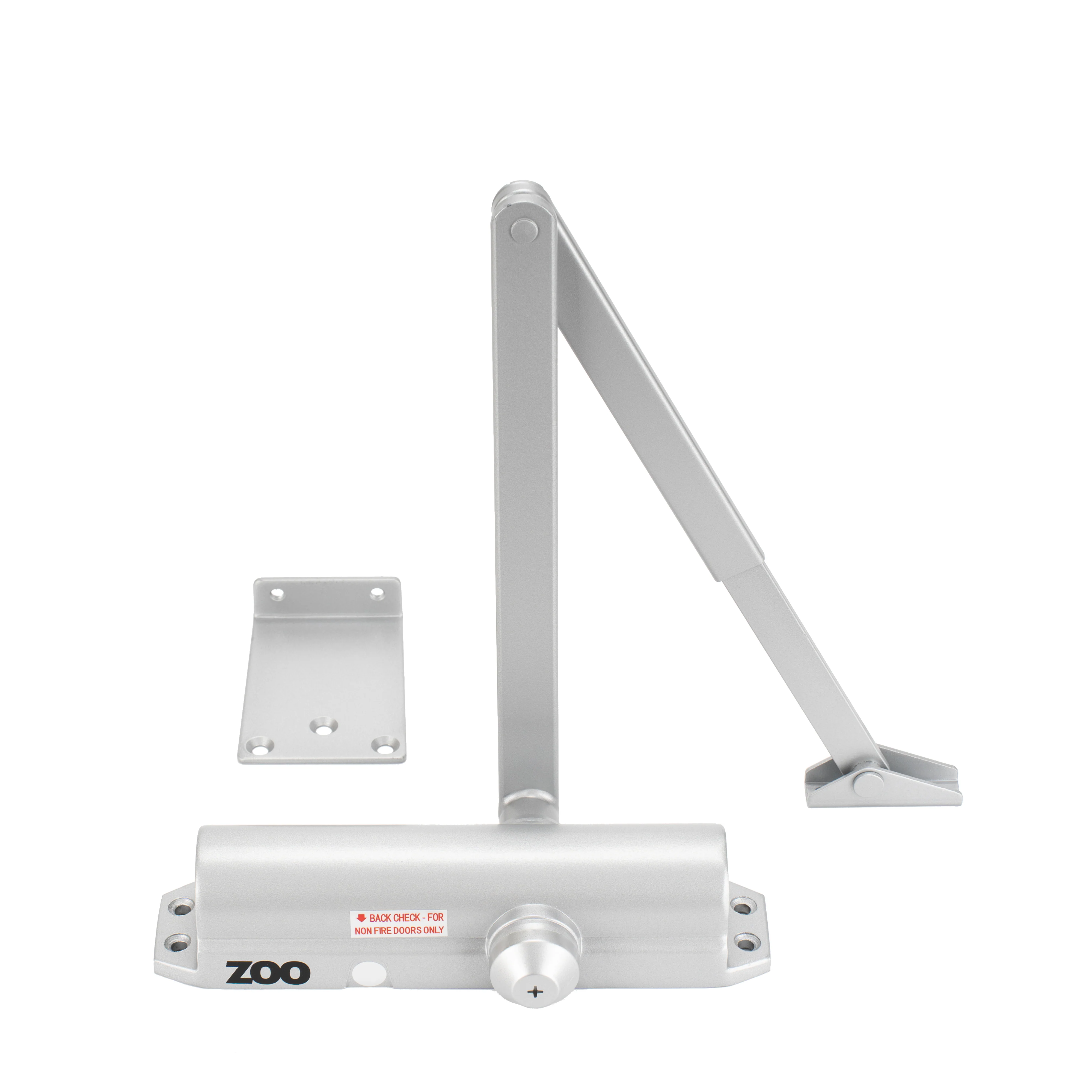 Size 2-4 Template Selectable Closer - Silver Finish - Flat Arm - Image 2