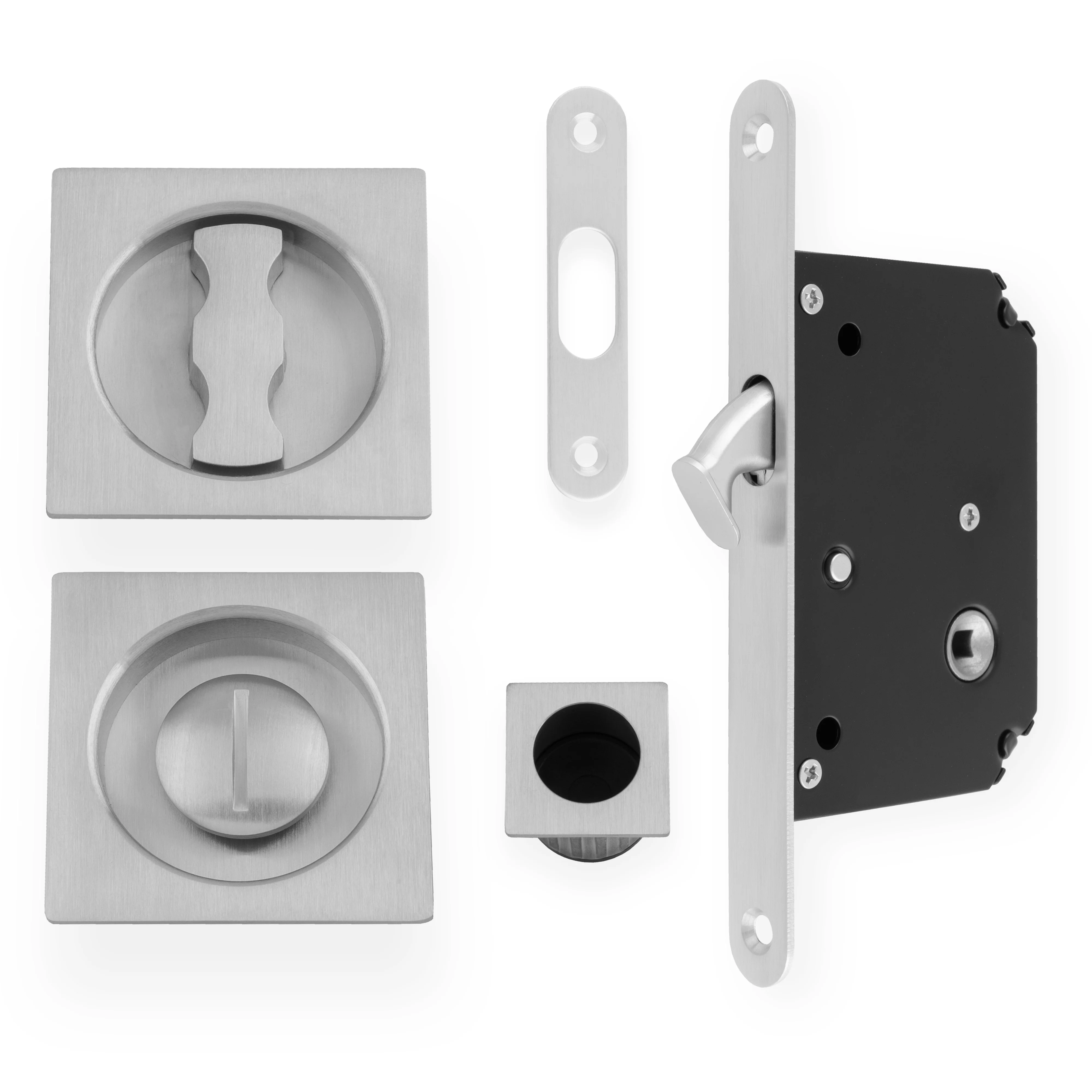Sliding Door Lock Set - Square Roses - Radius Forend & Strike - Image 11