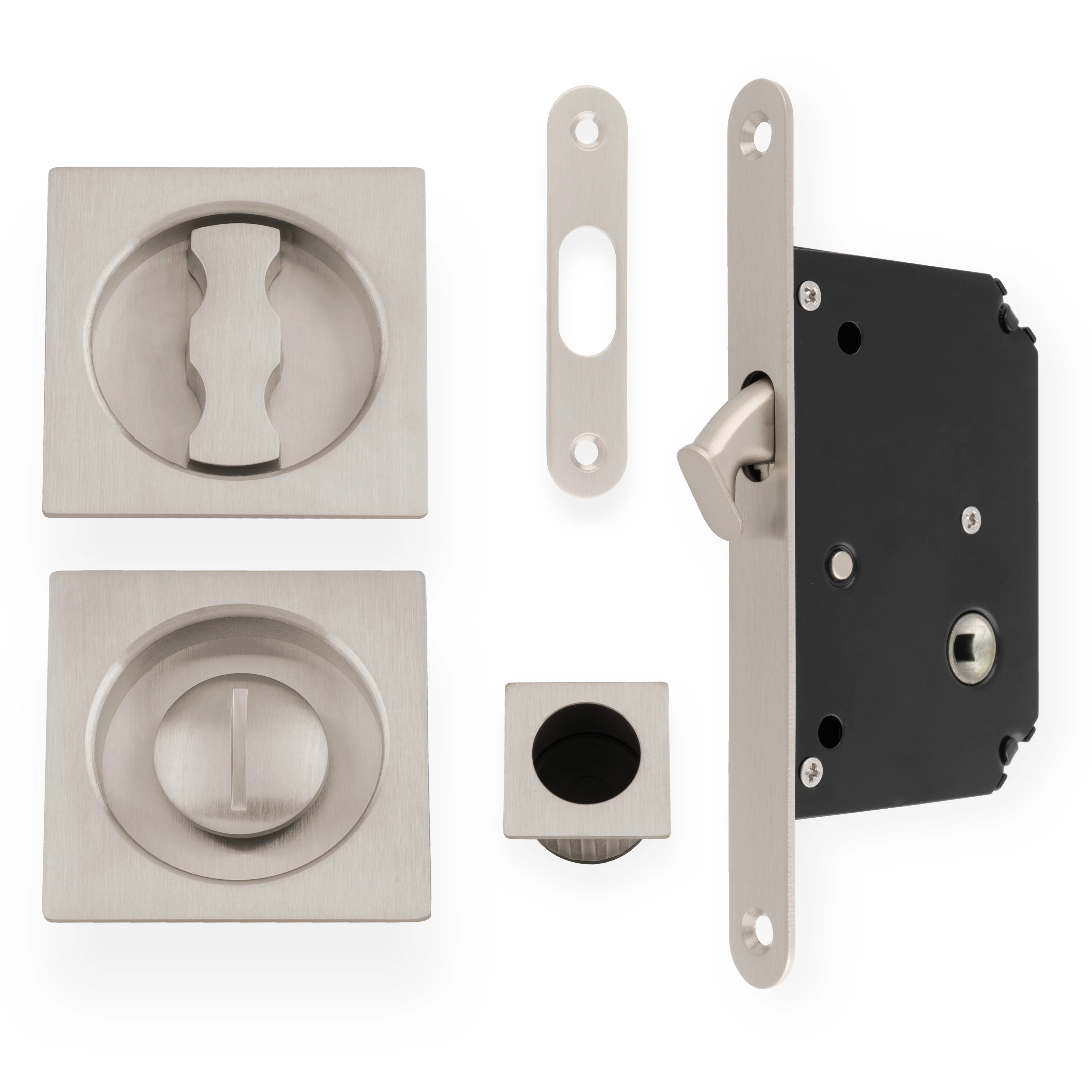 Sliding Door Lock Set - Square Roses - Radius Forend & Strike - Image 12