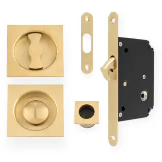 Sliding Door Lock Set - Square Roses - Radius Forend & Strike - Image 3