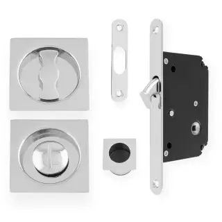 Sliding Door Lock Set - Square Roses - Radius Forend & Strike - Image 4
