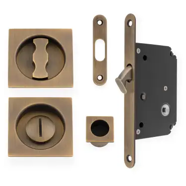 Sliding Door Lock Set - Square Roses - Radius Forend & Strike - Image 7