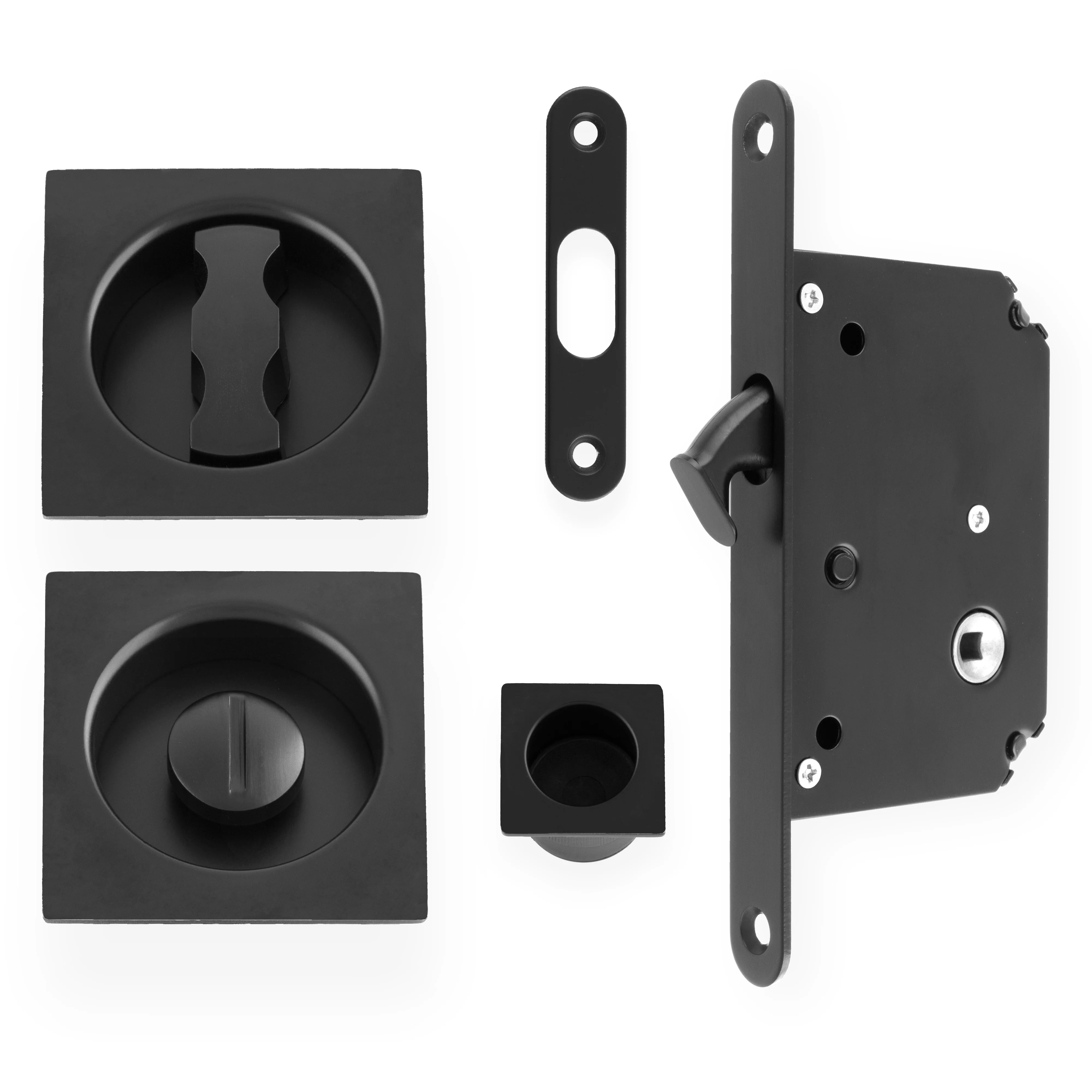 Sliding Door Lock Set - Square Roses - Radius Forend & Strike - Image 8