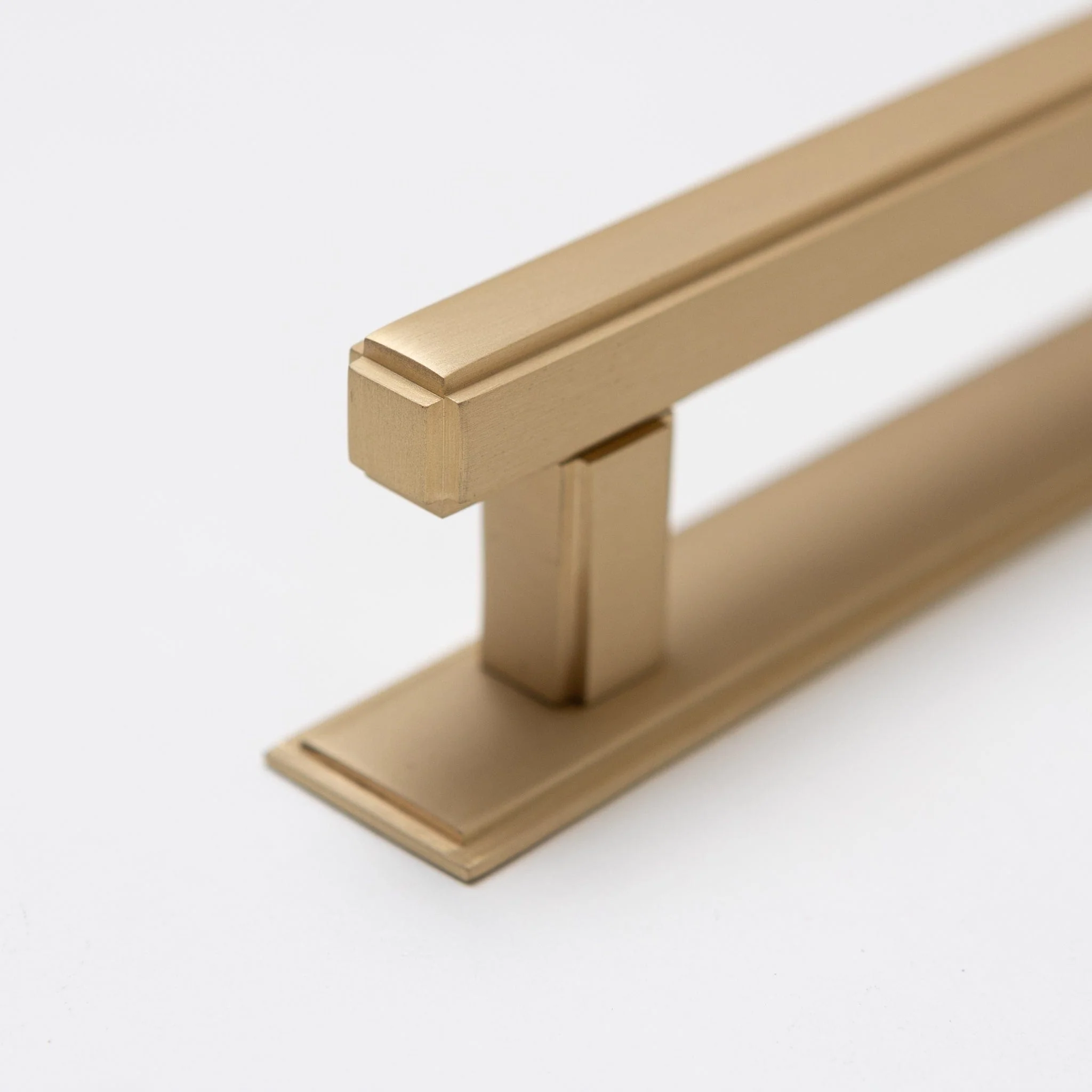 Solid Brass Art Deco Kitchen Pull Handles & Knobs With Backplates - Satin Brass Finish - Image 5