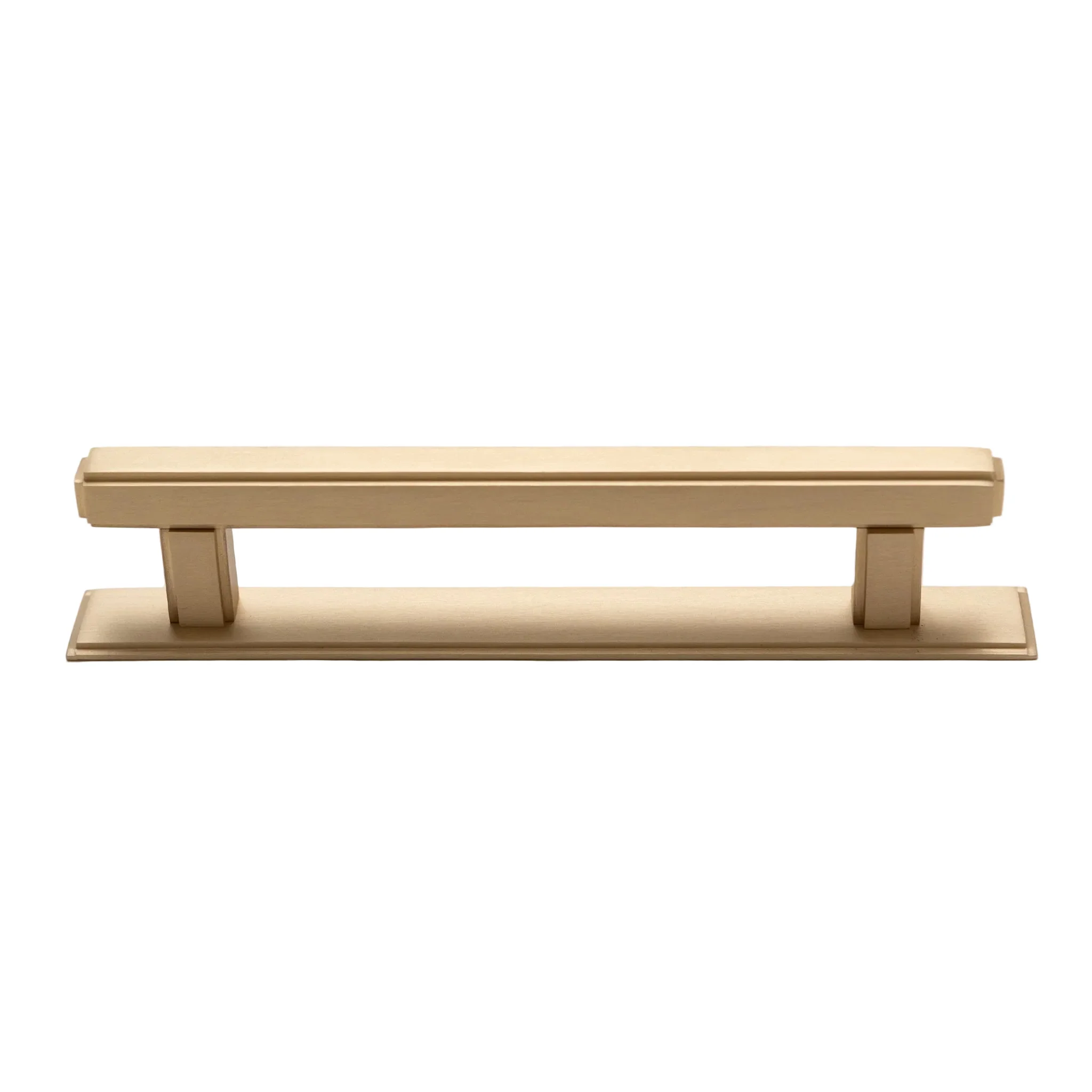 Solid Brass Art Deco Kitchen Pull Handles & Knobs With Backplates - Satin Brass Finish - Image 7