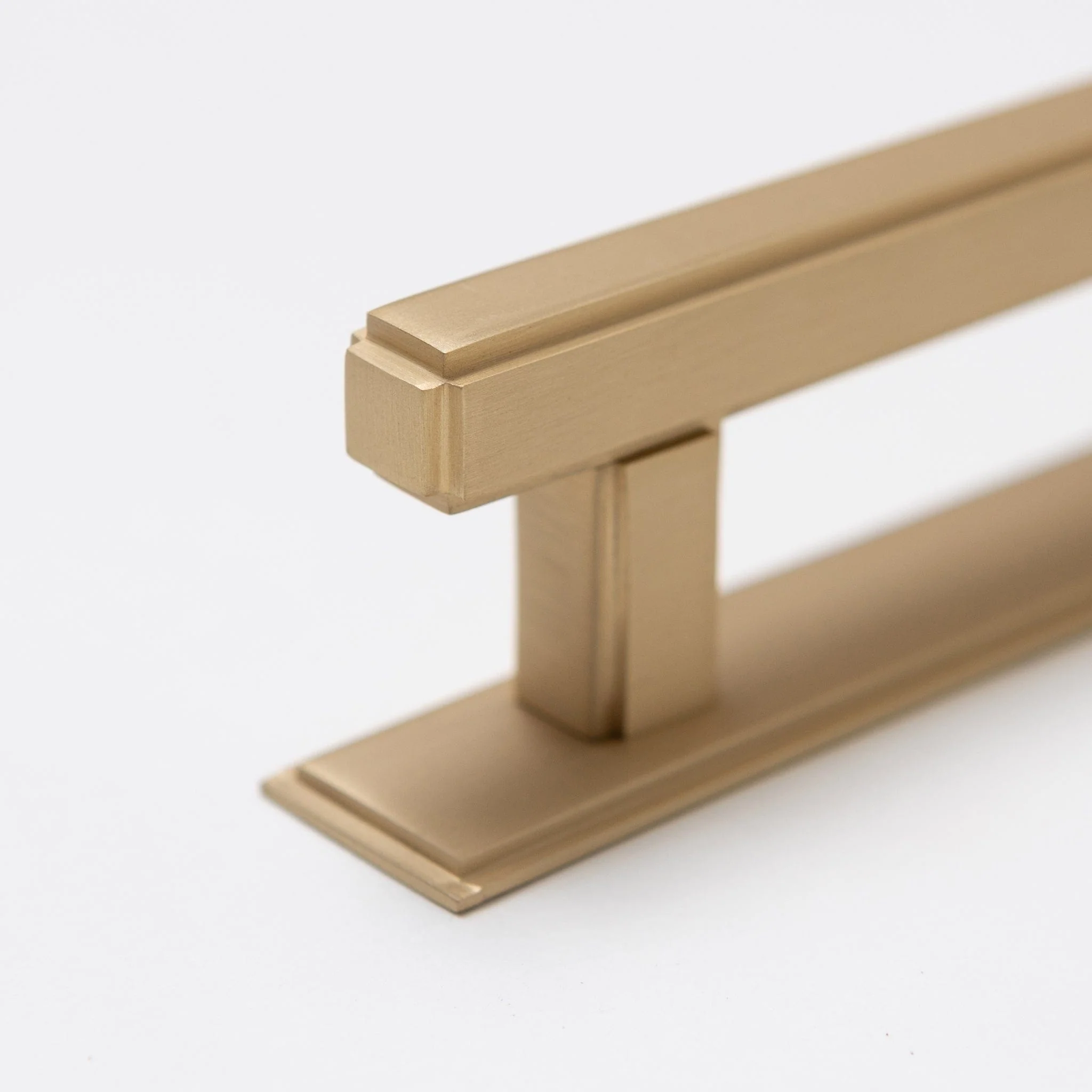 Solid Brass Art Deco Kitchen Pull Handles & Knobs With Backplates - Satin Brass Finish - Image 8