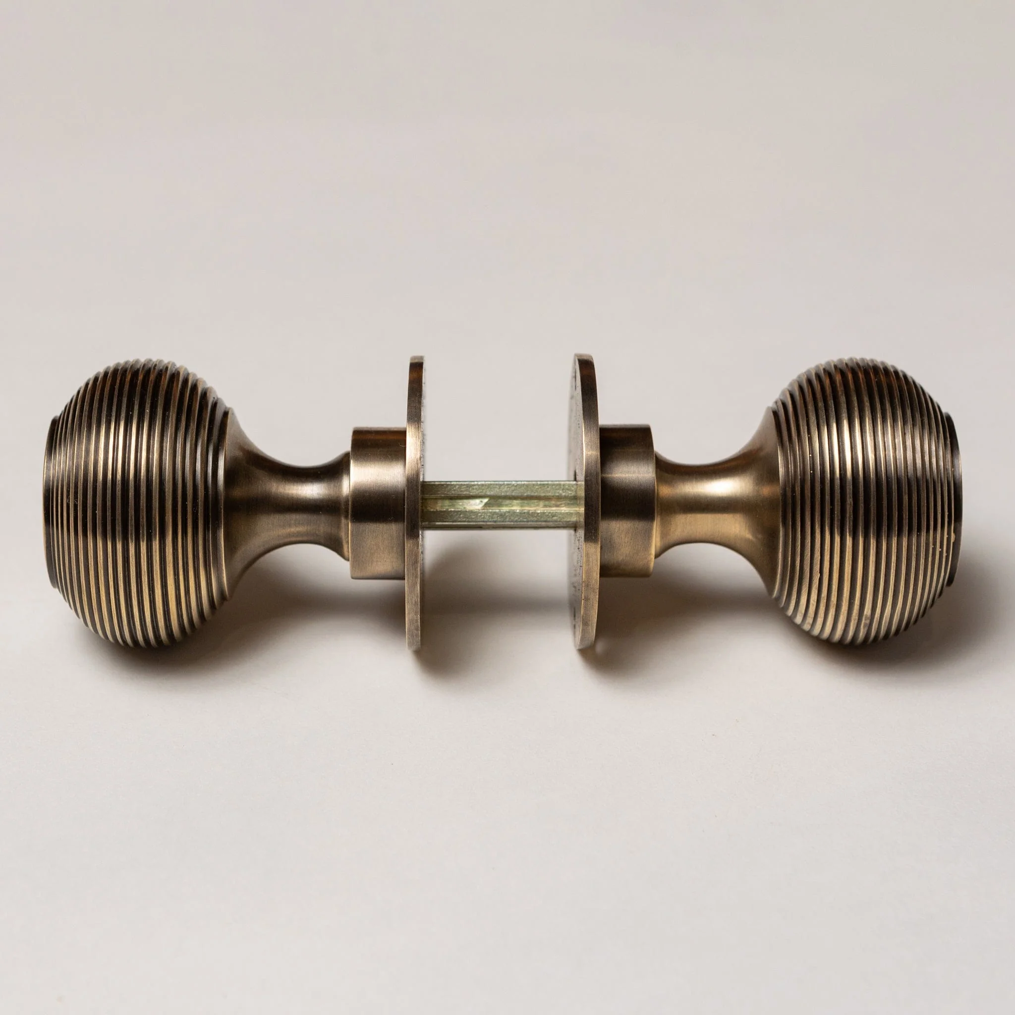Solid Brass Door Knobs - Beehive Antique Brass (Pair) | Thumbturns & Latches - Image 3