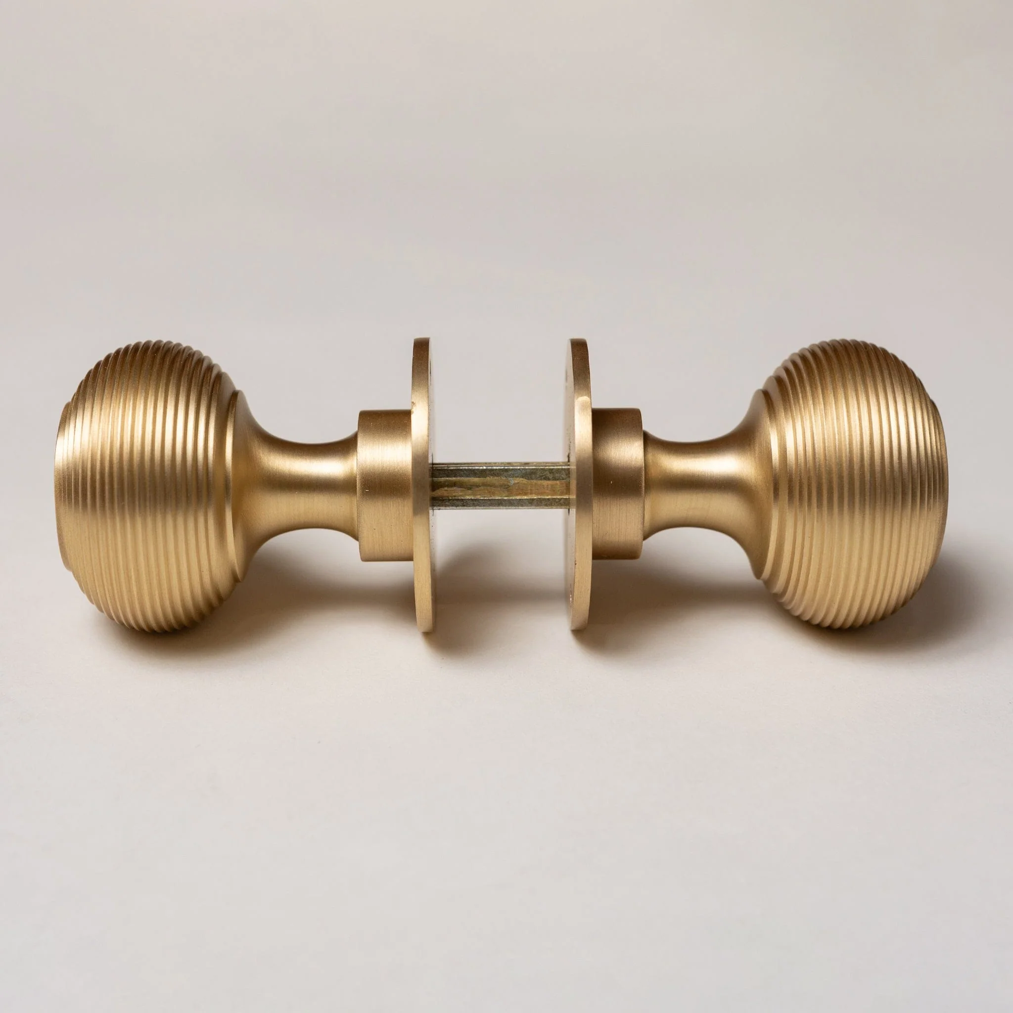 Solid Brass Door Knobs - Beehive Satin Brass (Pair) | Thumbturns & Latches - Image 3
