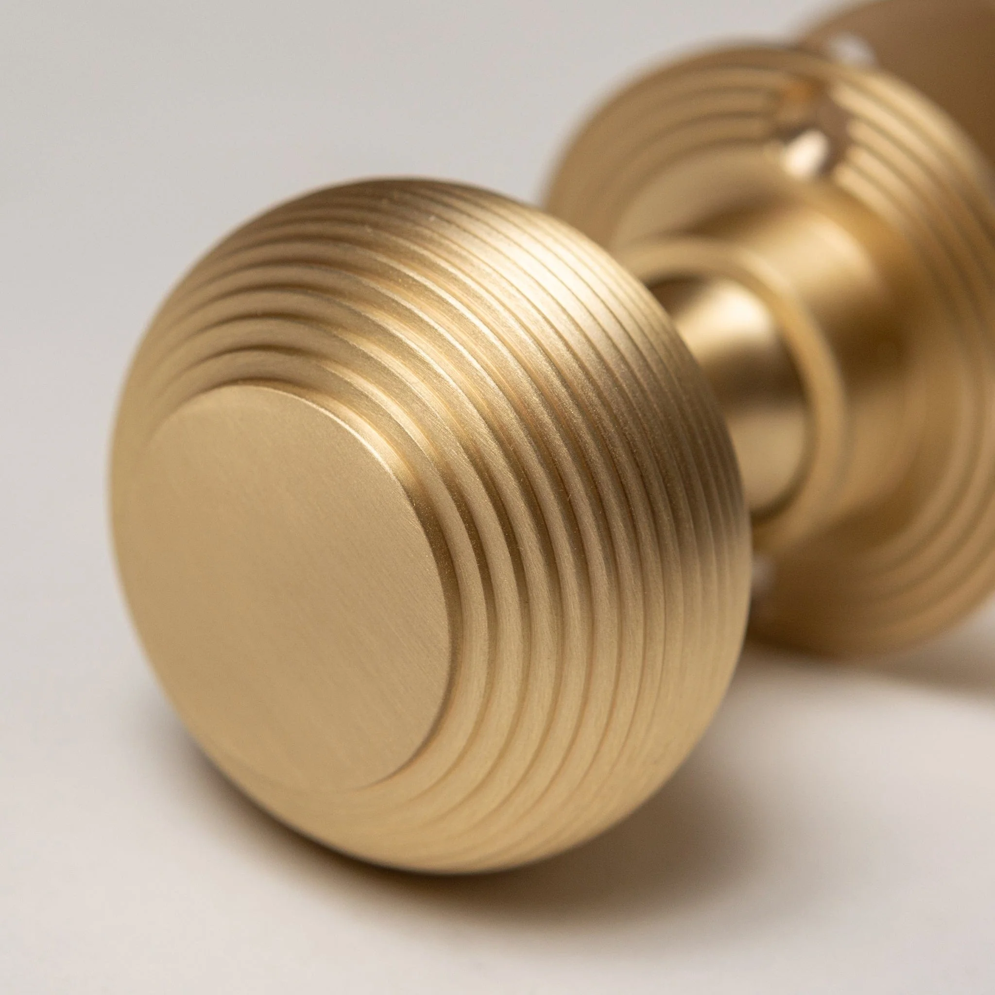 Solid Brass Door Knobs - Beehive Satin Brass (Pair) | Thumbturns & Latches - Image 4