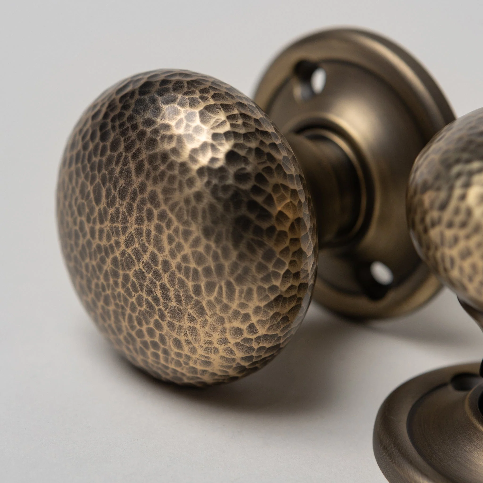 Solid Brass Door Knobs - Hammered Antique Brass (Pair) | Thumbturns & Latches - Image 2