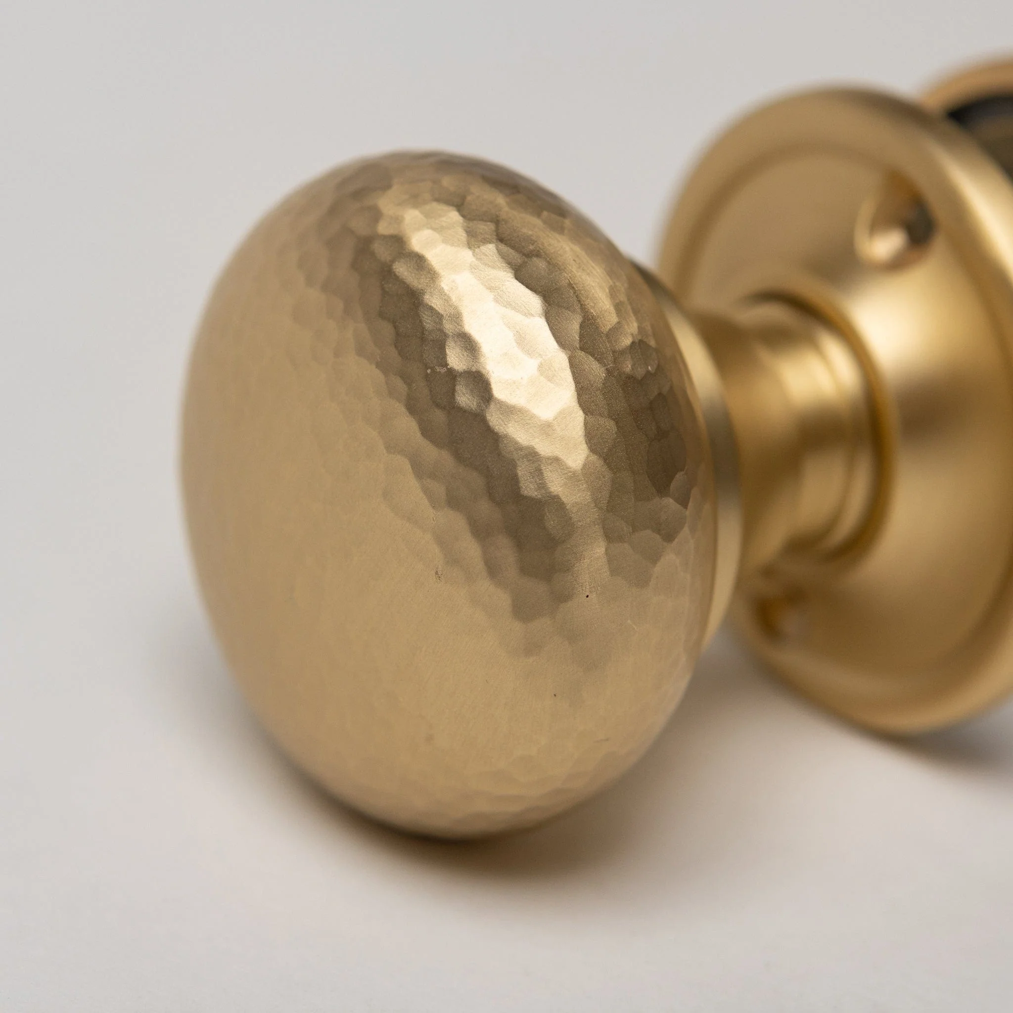 Solid Brass Door Knobs - Hammered Satin Brass (Pair) | Thumbturns & Latches - Image 2