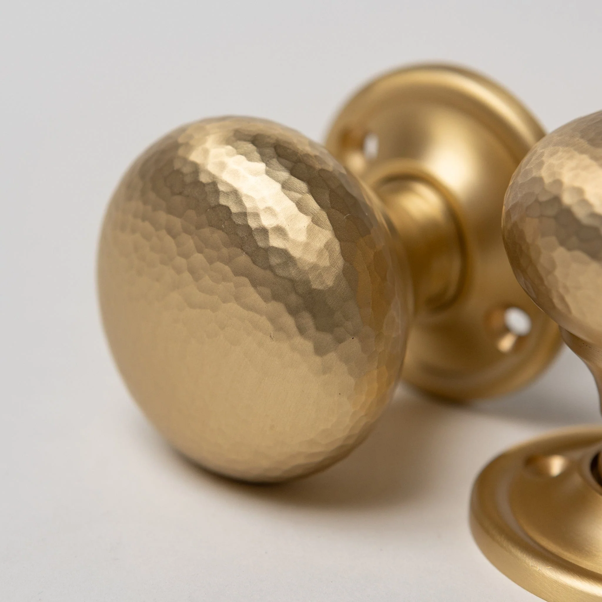 Solid Brass Door Knobs - Hammered Satin Brass (Pair) | Thumbturns & Latches - Image 3