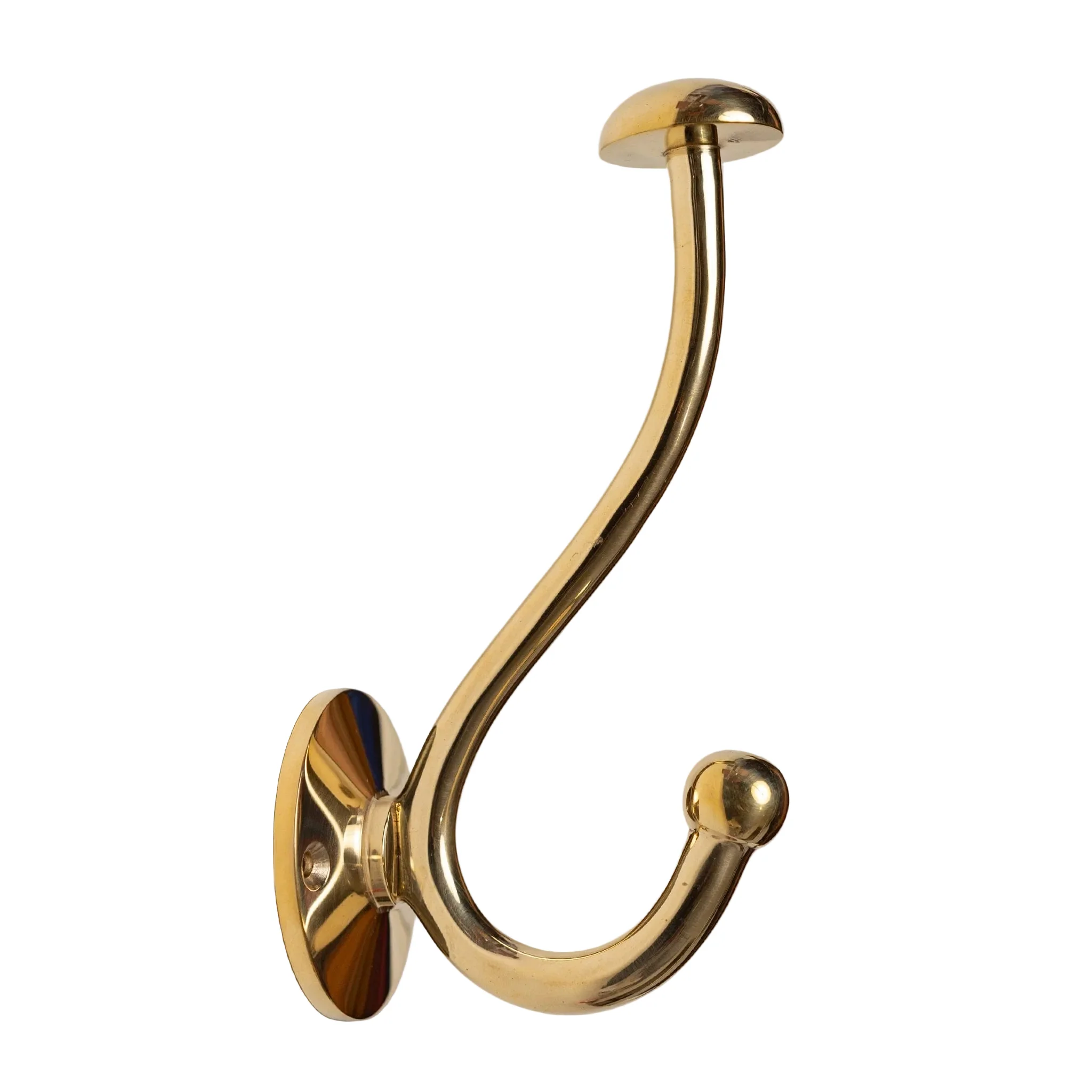 Solid Brass mushroom Coat Hook - Polished Brass Finish