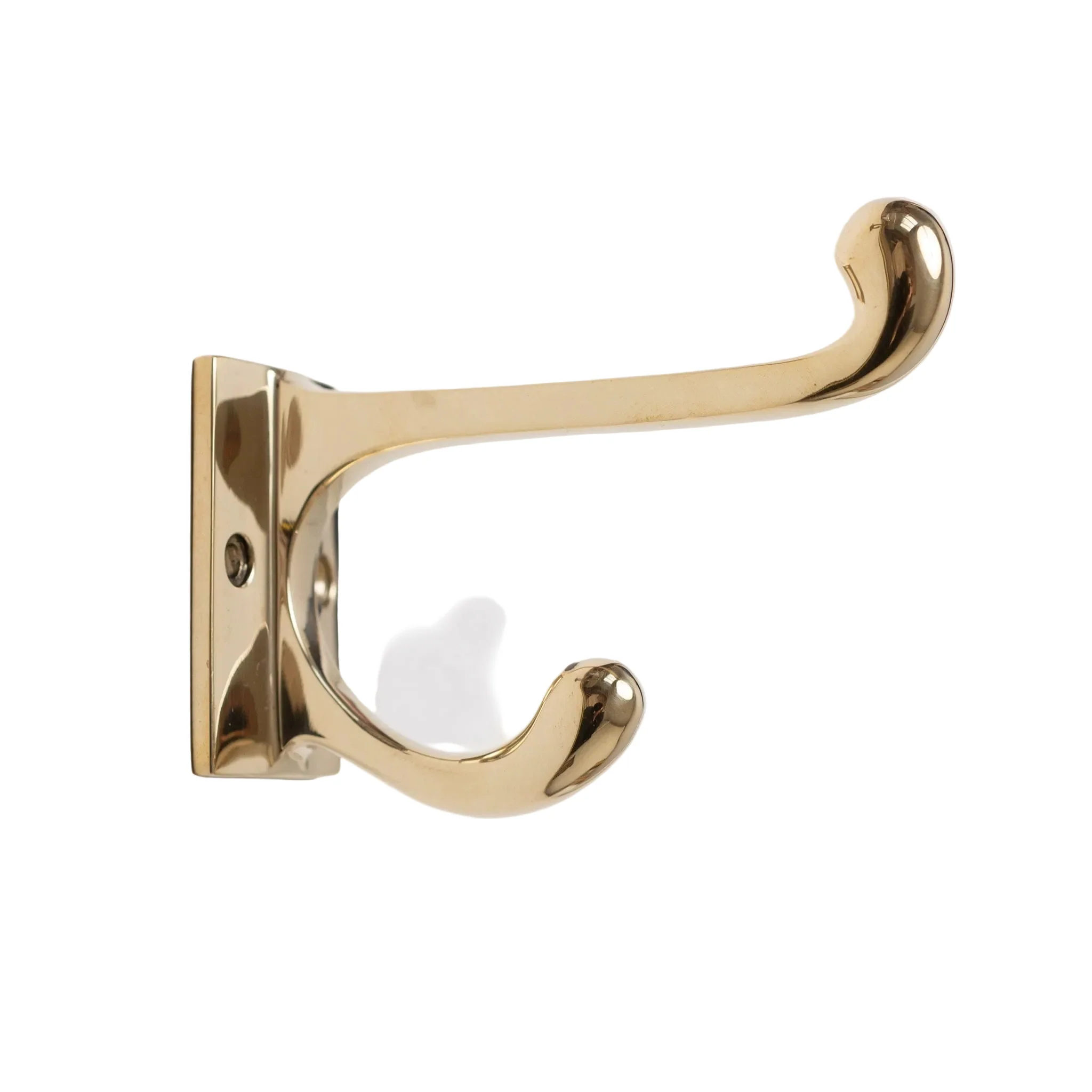 Solid Brass Square Coat Hook - Brass Finish