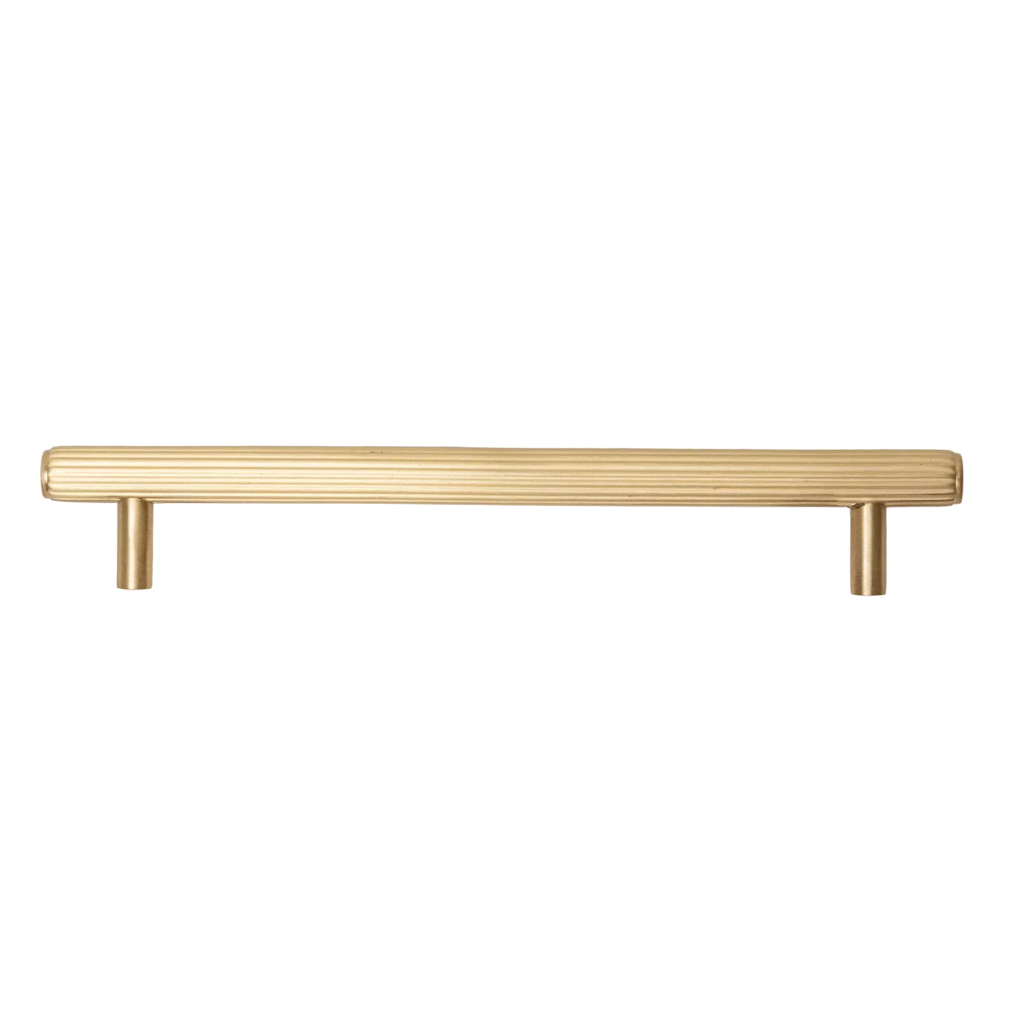 Solid Brass Straight Knurled Kitchen Pull Handles & Knobs - Satin Brass Finish - Image 4