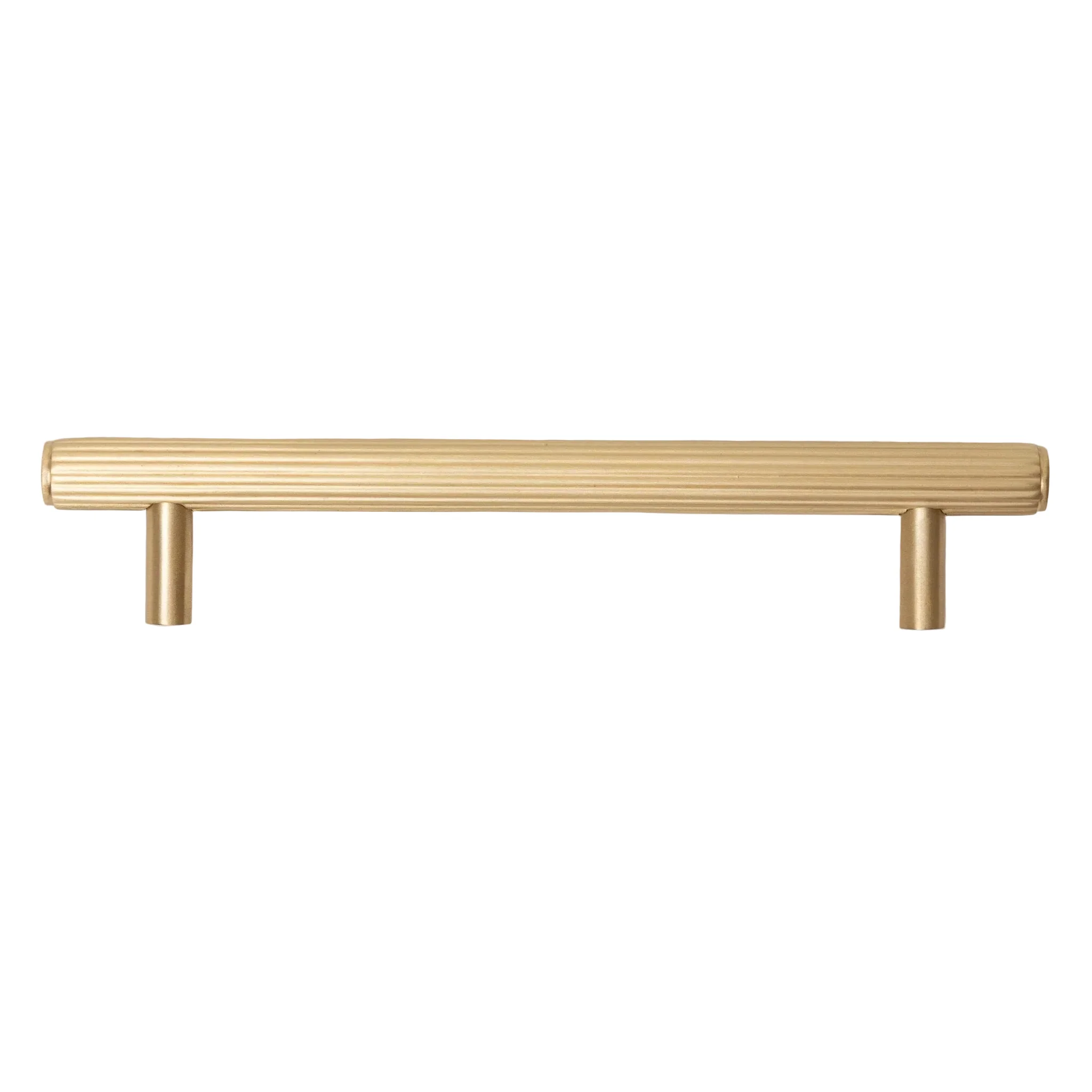 Solid Brass Straight Knurled Kitchen Pull Handles & Knobs - Satin Brass Finish - Image 7