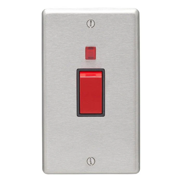 Stainless steel 45Amp Switch With Neon Indicator - Satin Stainless Steel