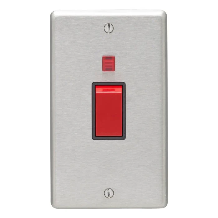 Stainless steel 45Amp Switch With Neon Indicator - Satin Stainless Steel - Image 2