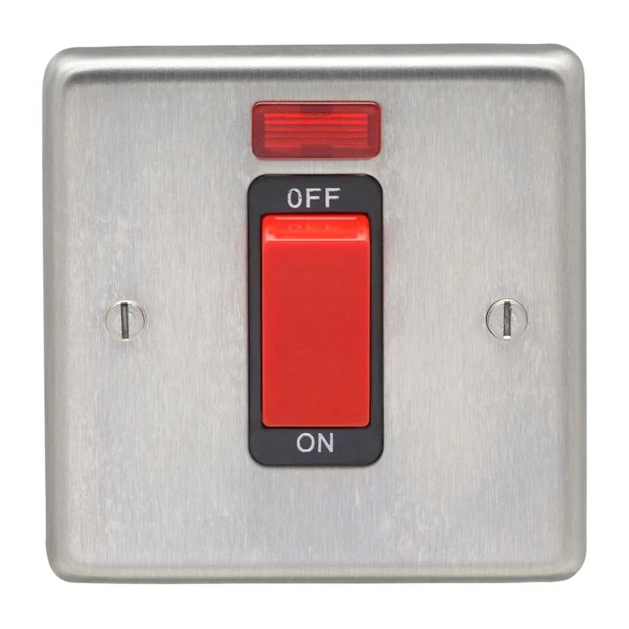 Stainless steel 45Amp Switch With Neon Indicator - Satin Stainless Steel - Image 2