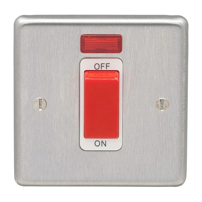 Stainless steel 45Amp Switch With Neon Indicator - Satin Stainless Steel