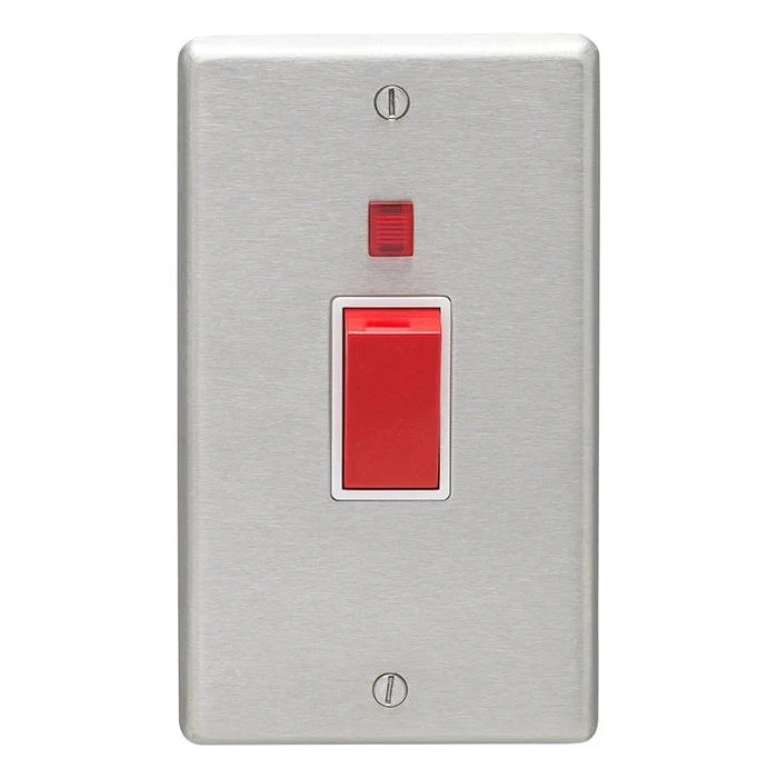 Stainless steel 45Amp Switch With Neon Indicator - Satin Stainless Steel