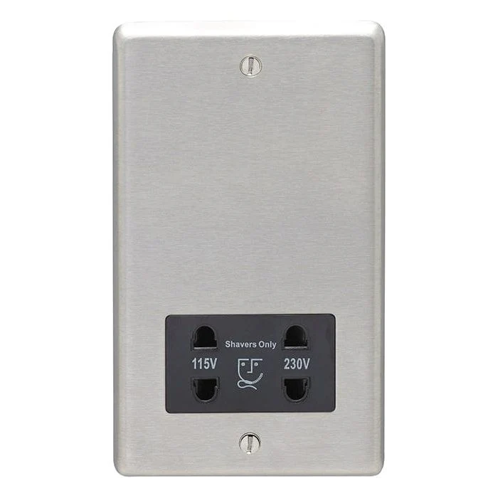 Stainless steel Shaver Socket - Satin Stainless Steel