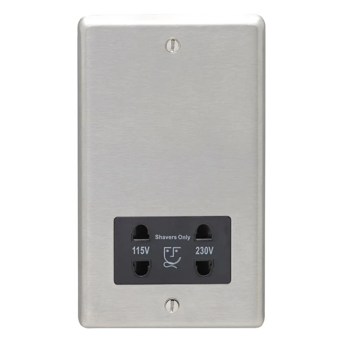 Stainless steel Shaver Socket - Satin Stainless Steel - Image 2