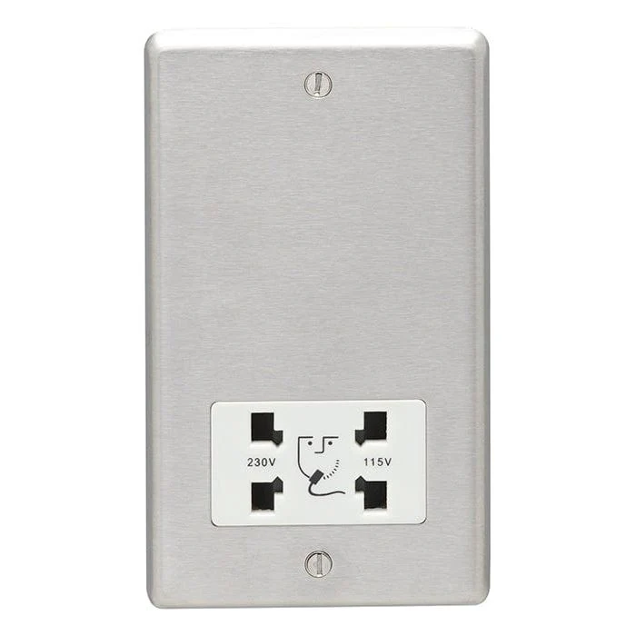 Stainless steel Shaver Socket - Satin Stainless Steel