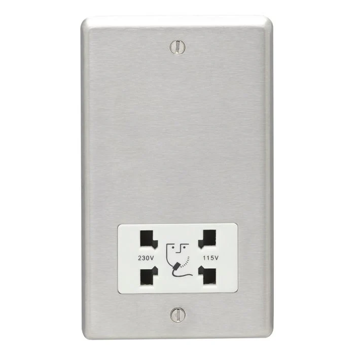 Stainless steel Shaver Socket - Satin Stainless Steel - Image 2