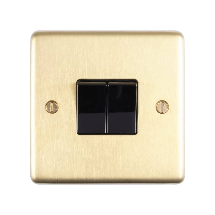 Stainless steel 2 Gang Switch - Satin Brass - Image 2