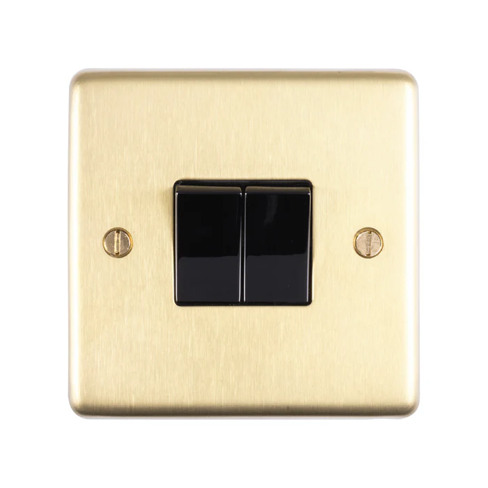 Stainless steel 2 Gang Switch - Satin Brass - Image 3