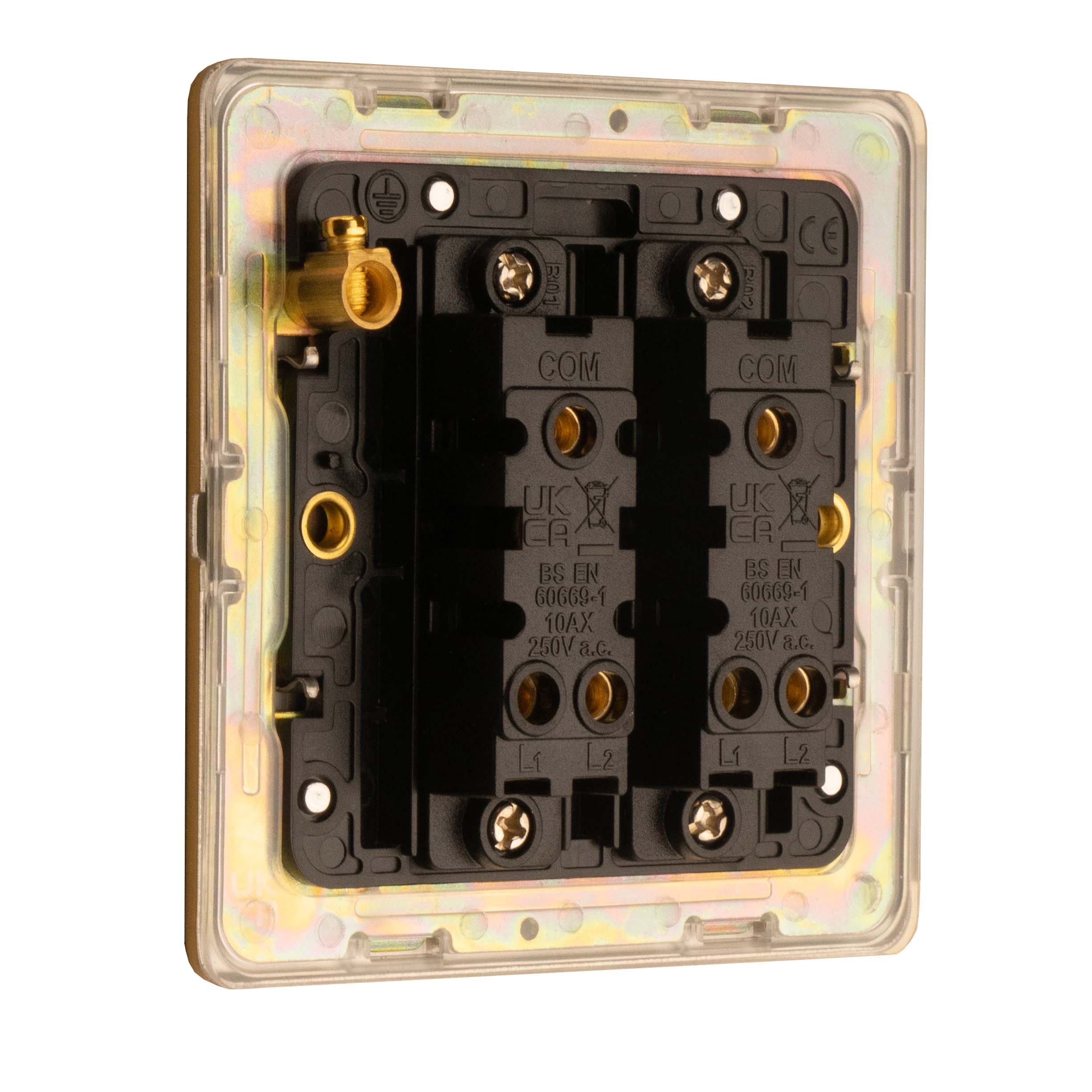 Stainless steel 2 Gang Switch - Satin Brass - Image 6