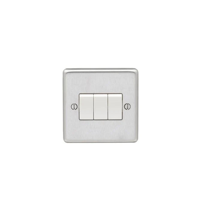 Stainless steel 3 Gang Switch - Satin Stainless Steel - Image 2