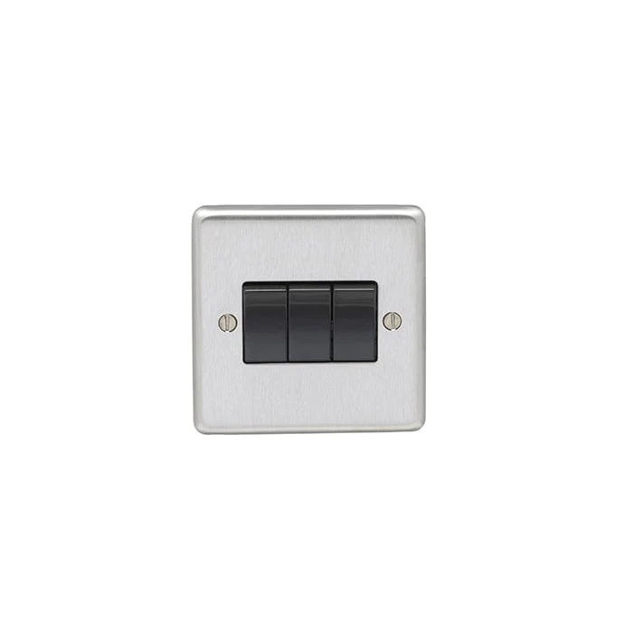 Stainless steel 3 Gang Switch - Satin Stainless Steel - Image 3