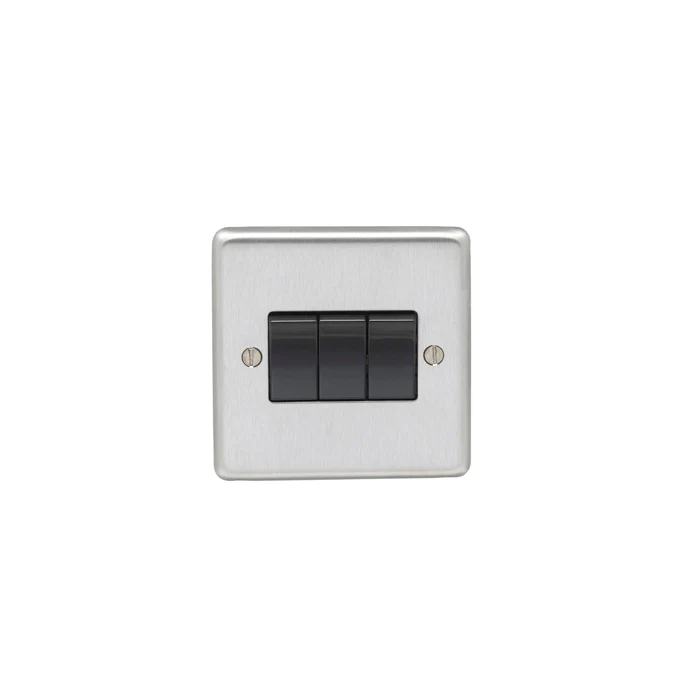 Stainless steel 3 Gang Switch - Satin Stainless Steel - Image 4